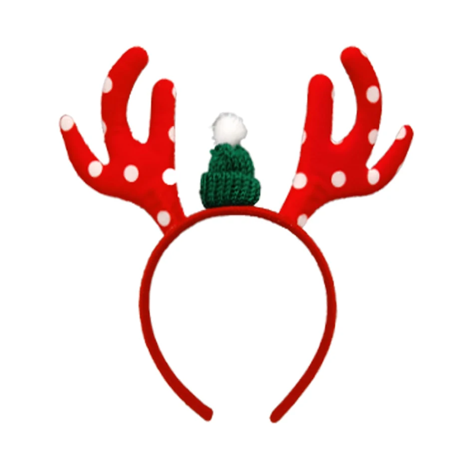 Tiara de Natal com desenho de flocos de neve e chifres de rena. Presilha decorativa para cabelo, ideal para festas natalinas e visuais alegres.