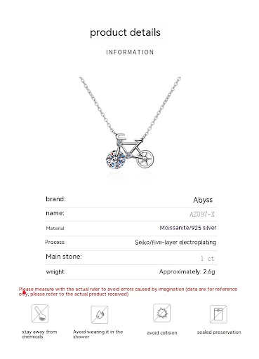 Title 2, Womens Sterling Silver Moissanite Necklace