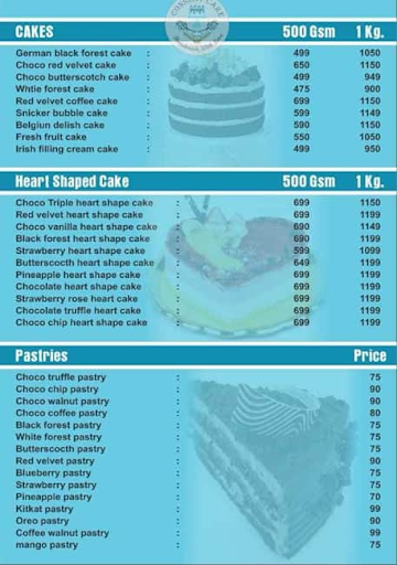 Consent Cakes menu 