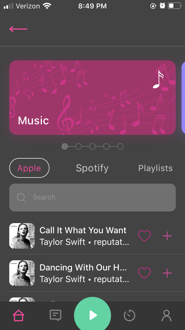 Screenshot showing OhMiBod app's Music Control feature