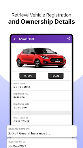 Screenshot Vehicle Information App RTO