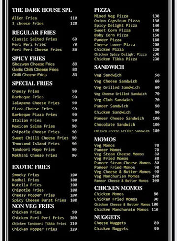 The Dark Horse Cafe menu 