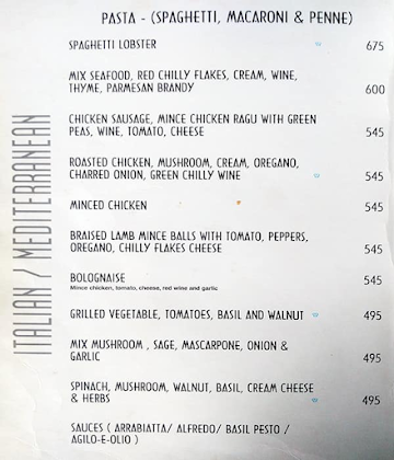 Azzuri Bay Restaurant menu 