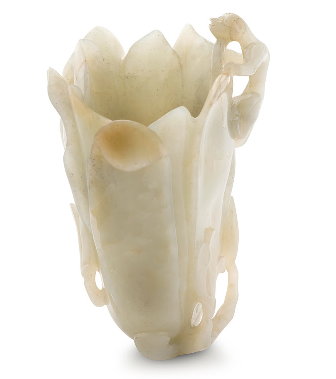 Chinese Jade Carving of a ‘Magnolia’ Vase, Qing Dynasty.