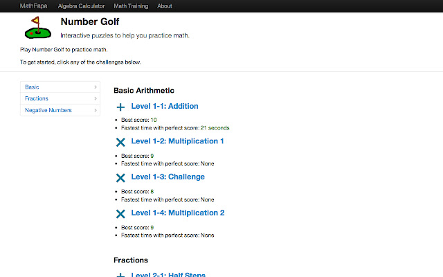 Number Golf chrome extension