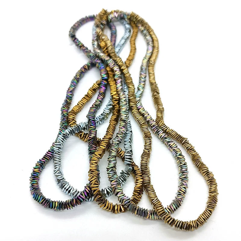Hématite Carré Angle Coupé Pièce Plaqué Perles Colorées Éparpillées Bijoux Création Artisanat DIY