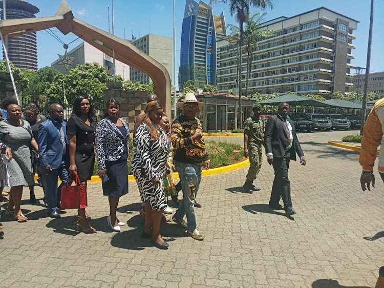 Nairobi Governor Mike Sonko at Parliament buildings when he went to pay his last respects to former President Daniel Toroitich Arap Moi on February 9, 2020.