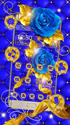 Golden Blue Flower Theme