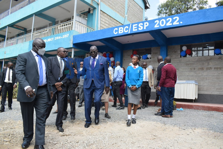 CS Magpha on the tour of the CBC classroom at Mwiki Secondary school on June 6, 2022