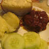 Thumbnail For Served The Salisbury Steak With A Baked Potato And Some Cucumber Slices And A Piece Of Buttered Bread. 2/28/14