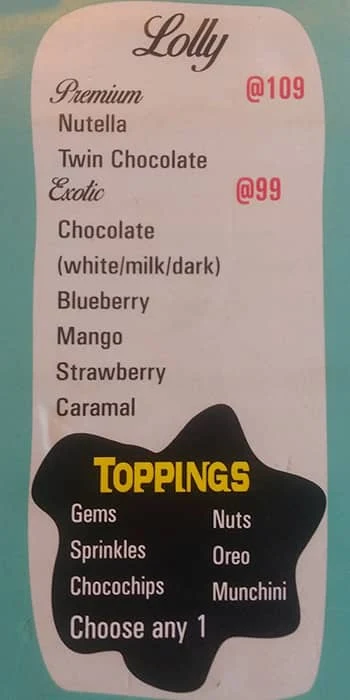 Cremelicious menu 