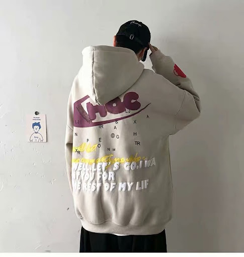 Title 4, Hooded loose fleece student trendy graffiti coa...
