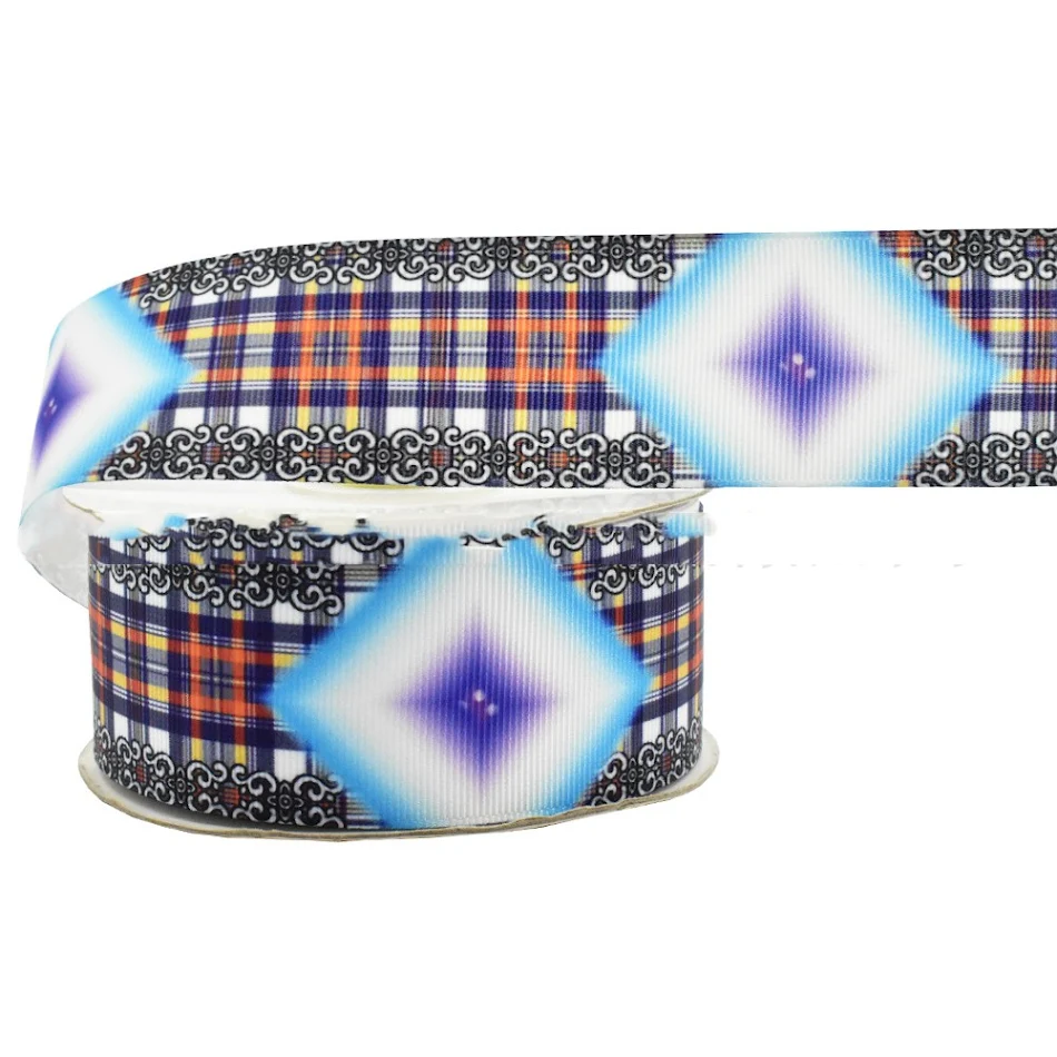 Handgemaakte digital print strik ribbons Webbing Satijn Gradient Plaid, ideaal voor geschenken, decoratie, knutselen en meer