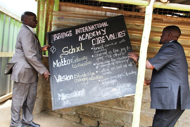 Education officers close Bridge International School in Nanyuki town on Monday, October 7, 2019