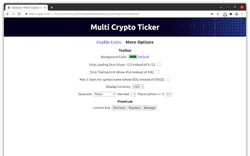 Multi Crypto Ticker - Toolbar price monitor