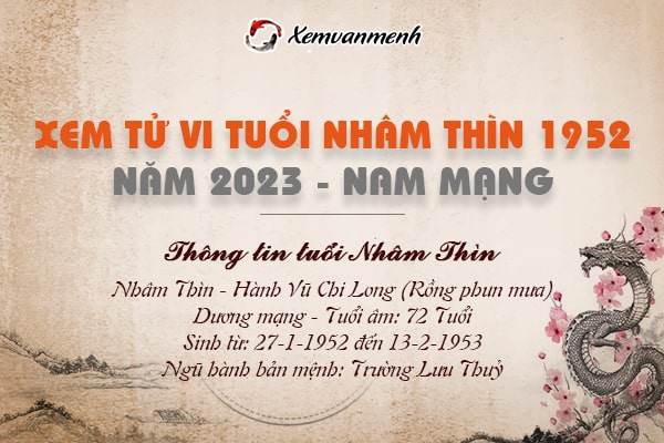 Tử vi tuổi Nhâm Thìn nam mạng năm 2023 