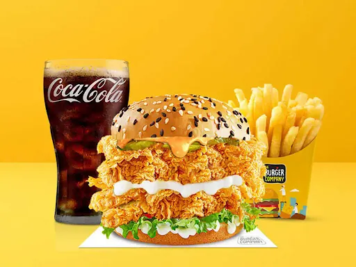 Double Zinger Chicken Burger With Salted Fries And Pepsi [250 Ml]