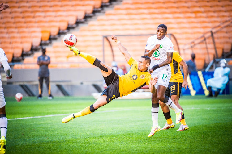 Kaizer Chiefs' Cole Alexander attempts an overhead volley in the DStv Premiership match against AmaZulu at FNB Stadium in Johannesburg on Wednesday.
