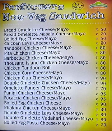 Royal Sandwich menu 