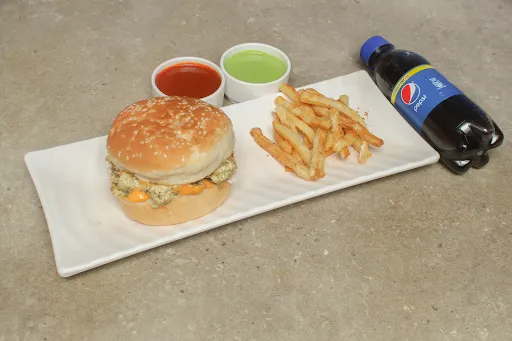 Paneer Shawarma Burger + Peri Peri Fries + Pepsi [300 Ml]