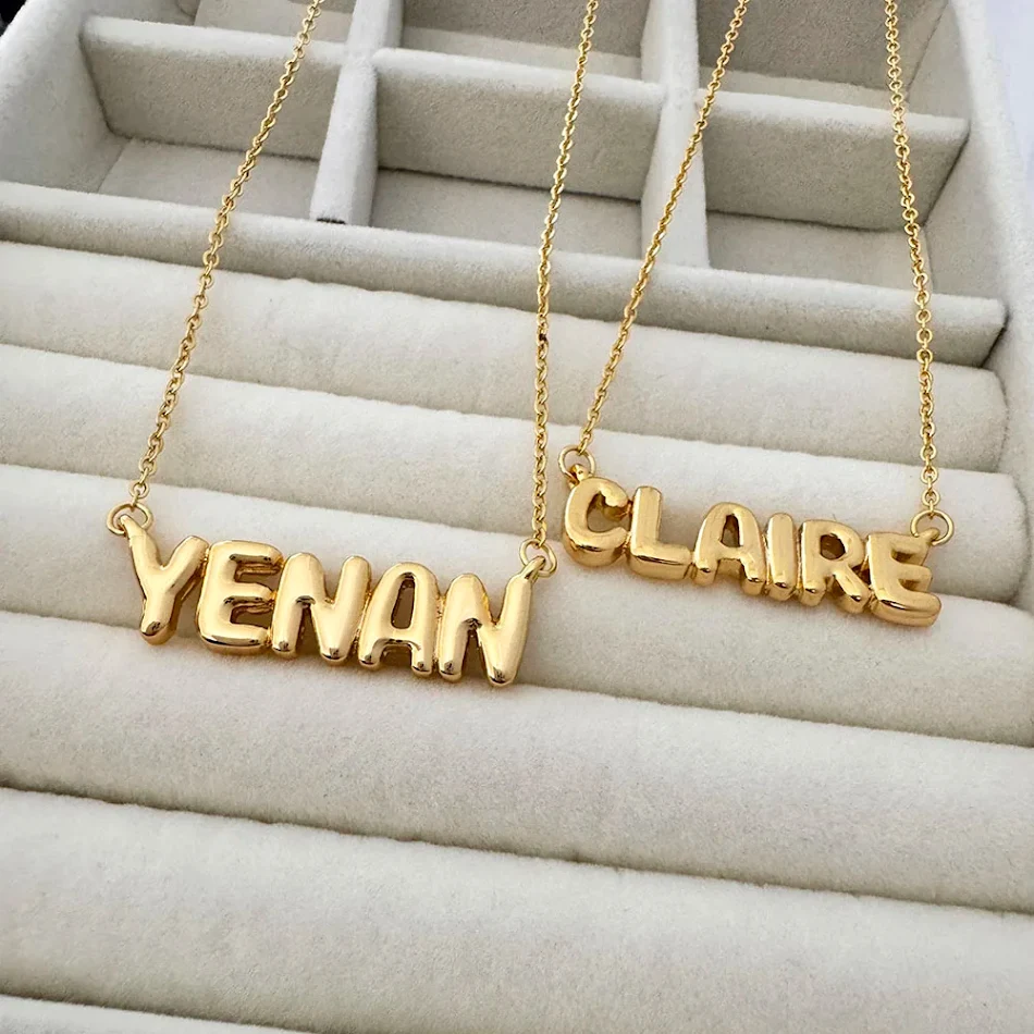 Collier prénom bulle personnalisé, mini lettres 3D tendance, cadeau unique. Créez votre propre bijou personnalisé!