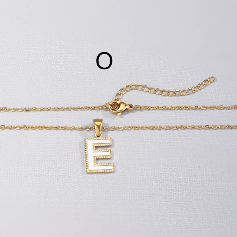 Collier Lettre Goutte d'Huile Bord Doré Acier Inoxydable Bijou Tendance Personnalisable Élégant et Durable Cadeau Femme