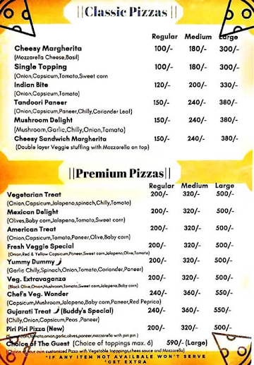 Buddy Pizza Nikol menu 