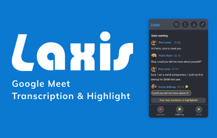 Laxis: Google Meet Transcription & Highlight chrome extension