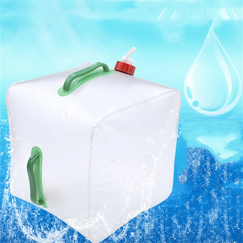 Bolsa de agua plegable portátil de gran capacidad para exteriores. Ideal para acampada, senderismo y emergencias. Almacena agua fácilmente.