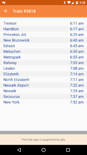 Screenshot NJ Rail Time