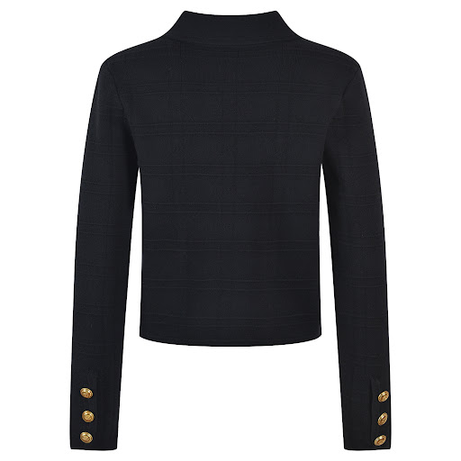 Title 7, Embossed Gold Button Pocket Long-sleeved Sweate...