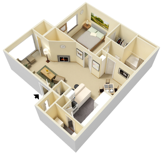 Rendered Teakwood Floorplan Diagram