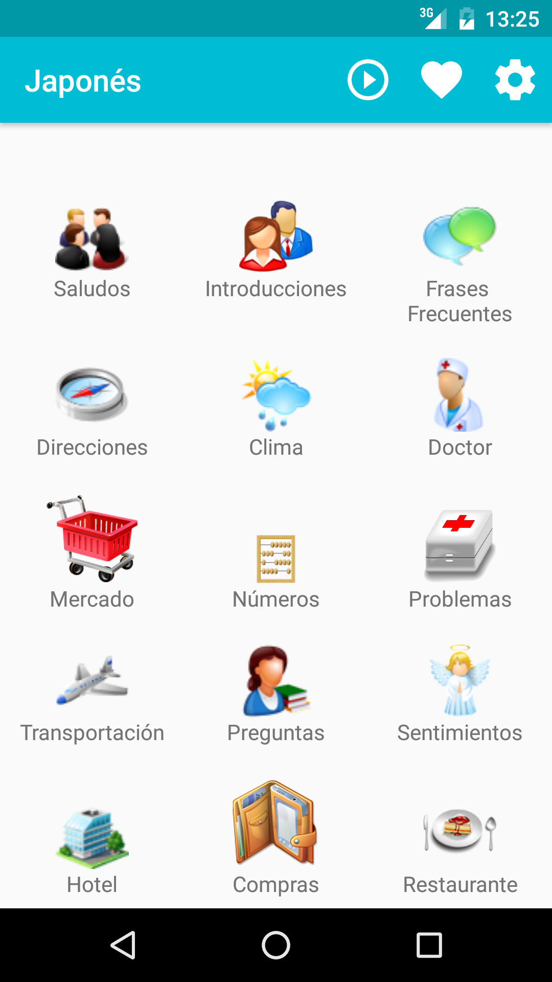 Android application Learn Japanese screenshort