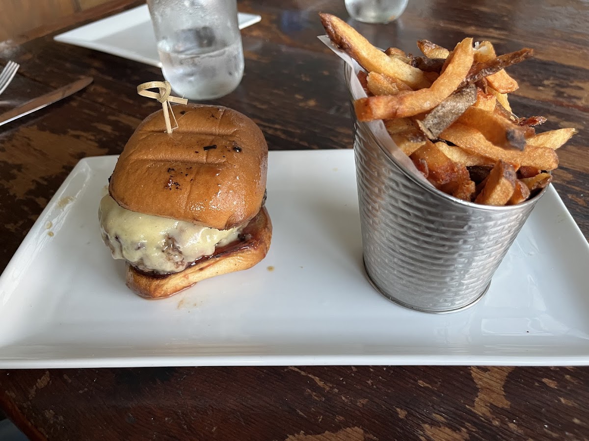 Bacon Onion Jam burger w/ Truffle Fries