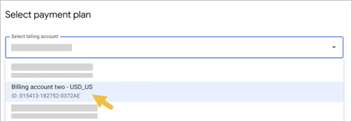 Selecione uma conta de faturamento