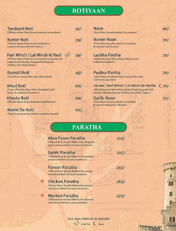 Pind Balluchi menu 