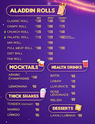 Aladdin Shawarma menu 1