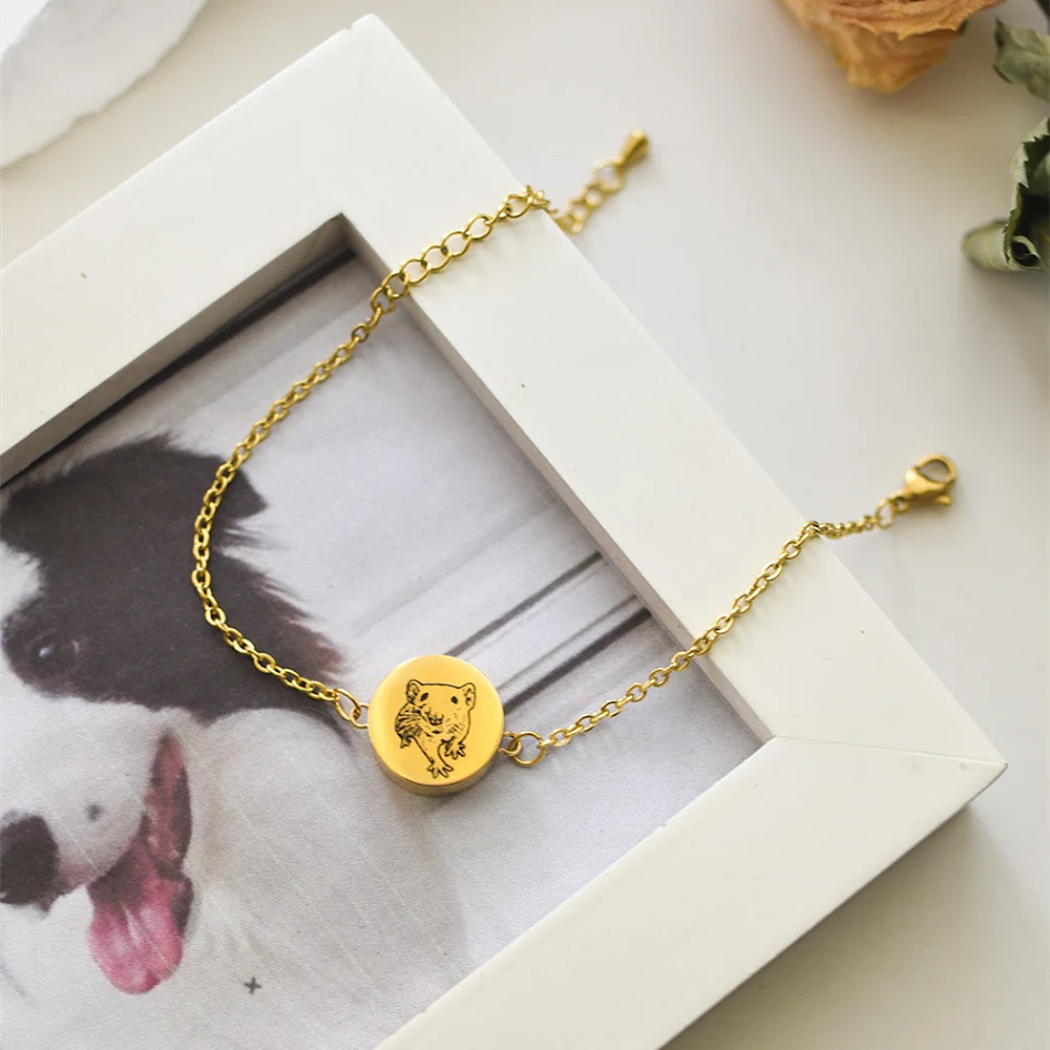 Bracciale con ritratto di peli e ceneri di animali Domestici Gatto Cane Criceto. Un ricordo speciale del tuo amico peloso.