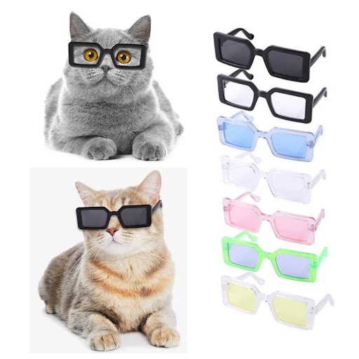 Fashioning Cat Glasses Triangle Frames Mirror Square Glasses Multicolor Optionally Cools Take a Photograph Props Pet Acc