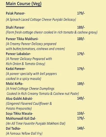 The Punjab House menu 