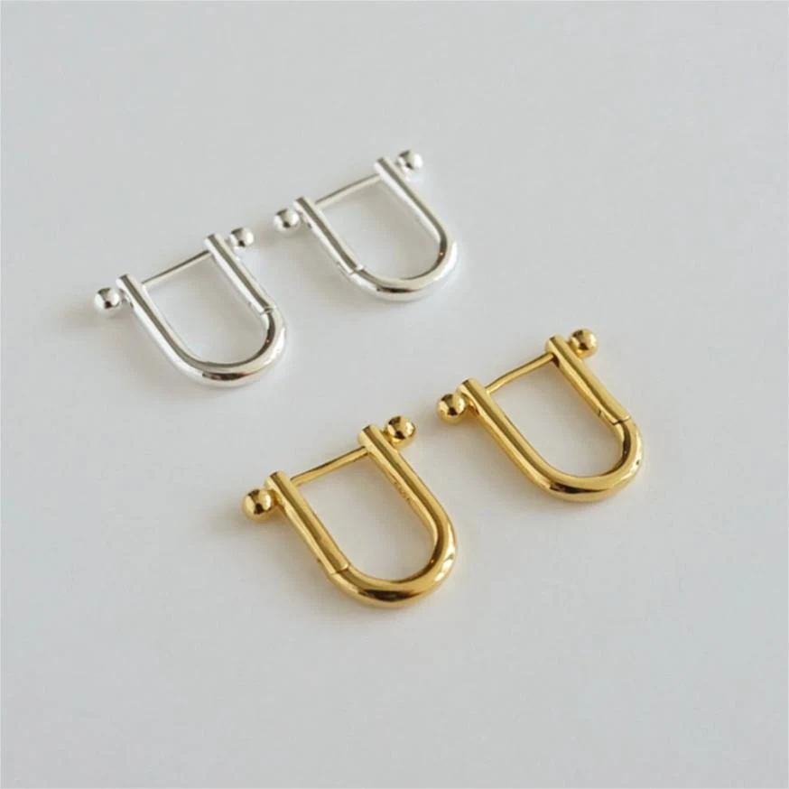 Boucles d'oreilles clous en argent sterling 925 en forme de fer à cheval en U, simples, tendance, et parfaites pour toutes les tenues.