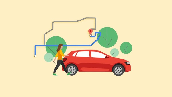 un'illustrazione mostra un auto e diversi percorsi alternativi per raggiungere la stessa destinazione