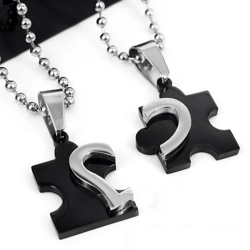 Romantic Stainless Steel Heart-Shaped Puzzle Necklace