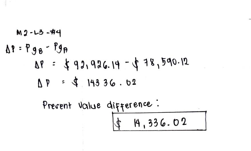 Determine the present value difference of the following two contracts at an interest rate of 8 percent per year. 
In year 1, contract 1 has a cost of $10,000; for 10 years, costs would rise at a rate of 4 percent per year. 
Contract 2 has the same cost in year 1, but for 11 years, costs will rise to 6 percent per annum. 