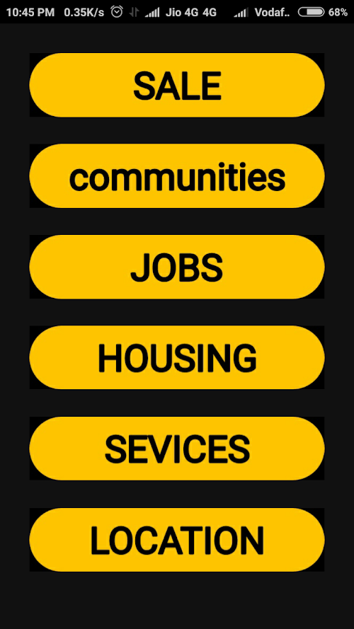 Android application Craiglist jobs and shopping screenshort