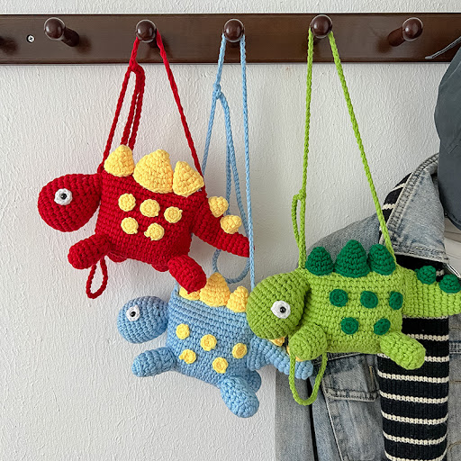 Title 6, Little Dinosaur Woolen Yarn Bag Hand Crocheted ...