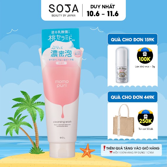 Sữa Rửa Mặt Và Tẩy Trang Làm Sạch Da Momopuri Moist Cleansing Wash 150Ml