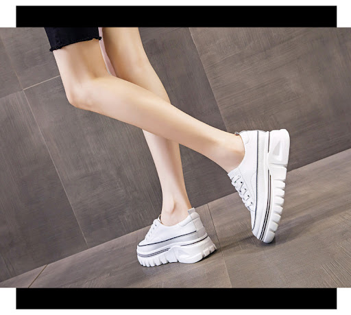 Title 15, White Height Increasing Insole Platform Shoes. ...