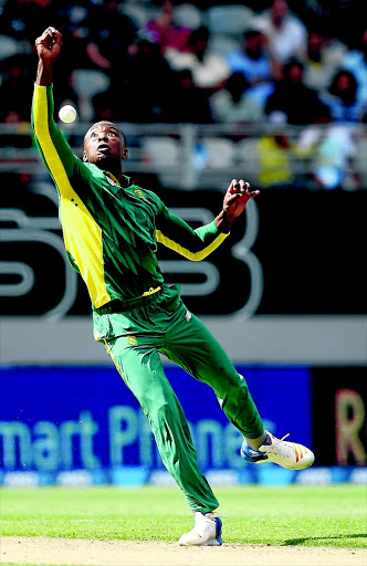 Kagiso Rabada of South Africa drops a catch in a match against New Zealand. PHOTO: MICHAEL BRADLEY/afp