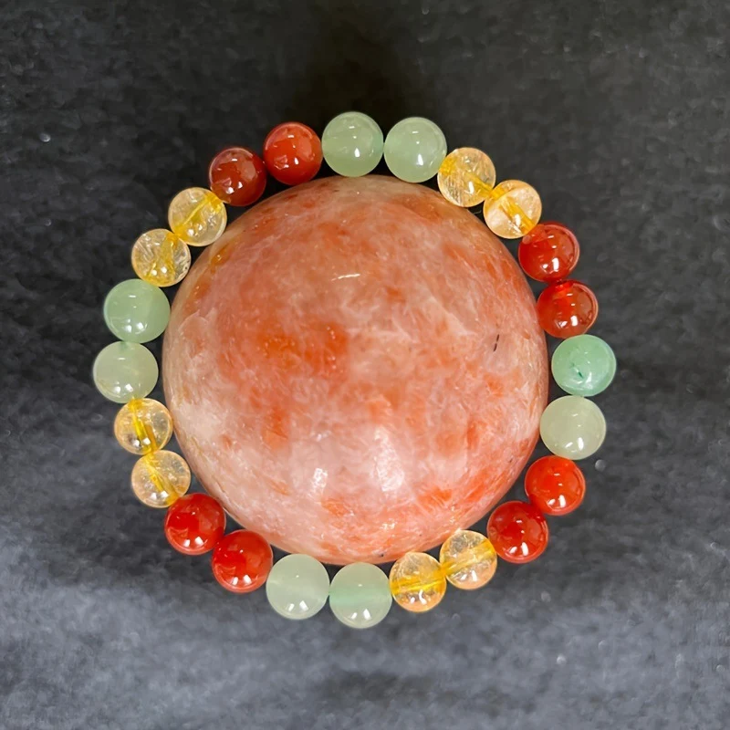 Title 1, Bracelet de perles jaunes de 8 mm fait main. Pa...